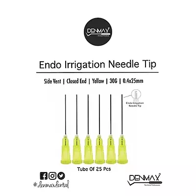 DENMAX Double Side Vent Needle, Yellow, 0.4x25mm, Pack of 100