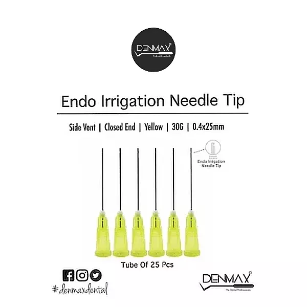 DENMAX Double Side Vent Needle, Yellow, 0.4x25mm, Pack of 100