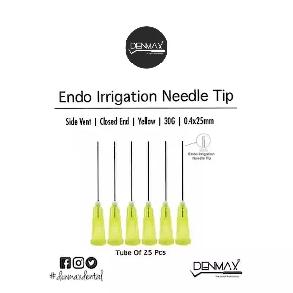 DENMAX Double Side Vent Needle, Yellow, 0.4x25mm, Pack of 100