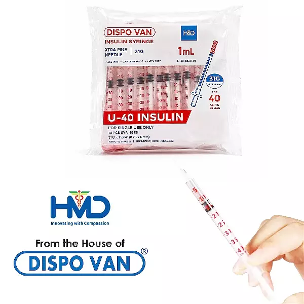 DISPOVAN Syringe- Insulin- 1ml (U40), UP 31G- (Pack of 100)