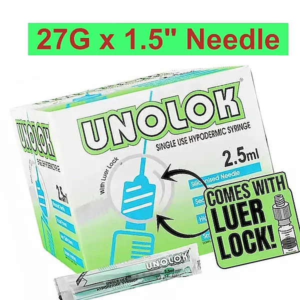 UNOLOK Syringe, 2.5ml, 27G x 1-1/2" LL
