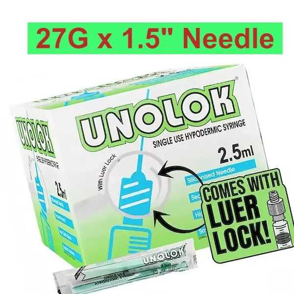 UNOLOK Syringe, 2.5ml, 27G x 1-1/2" LL